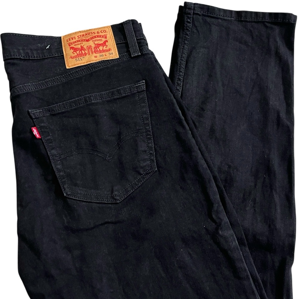 Levi’s 511 Slim Fit Black Jeans Men 36x34 Stretch Denim Black 04511-5382‎ Modern